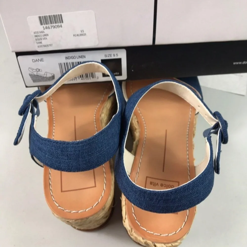 Dolce Vita Blue Denim Woven Platform Sandals 9.5 - Picture 7 of 8